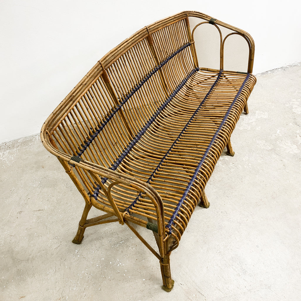 Antique 1930s Split Cane Sofa Lounge