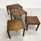 Mid Century Carved Top Solid Wood Nest of 4 Tables 1960s