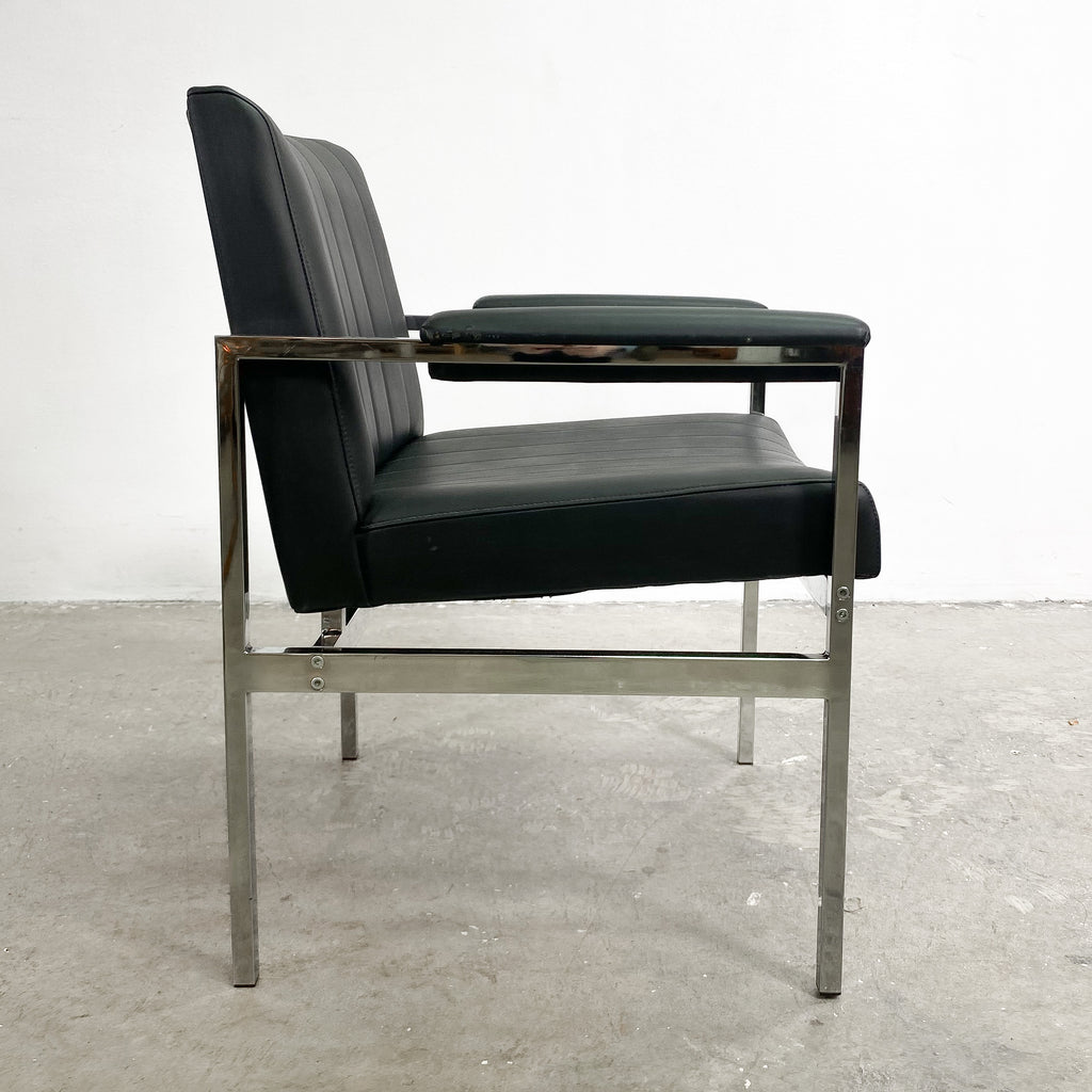 Mid Century Chrome Vinyl Armchair