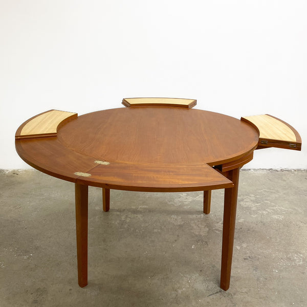 Mid Century Rare Circular TH Brown Extension Dining Table