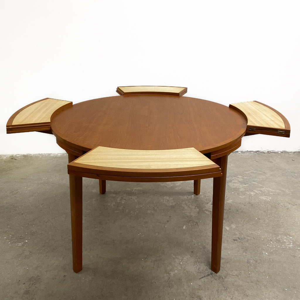 Mid Century Rare Circular TH Brown Extension Dining Table