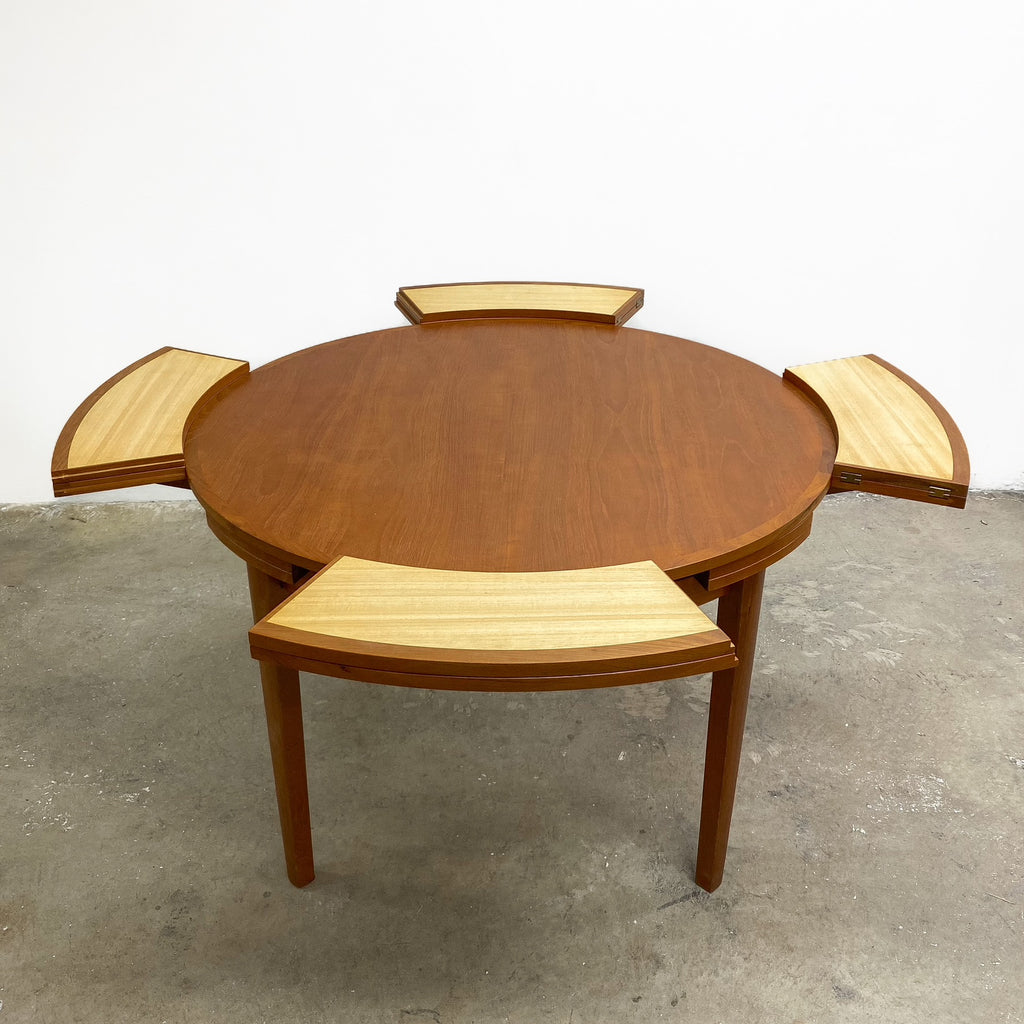 Mid Century Rare Circular TH Brown Extension Dining Table