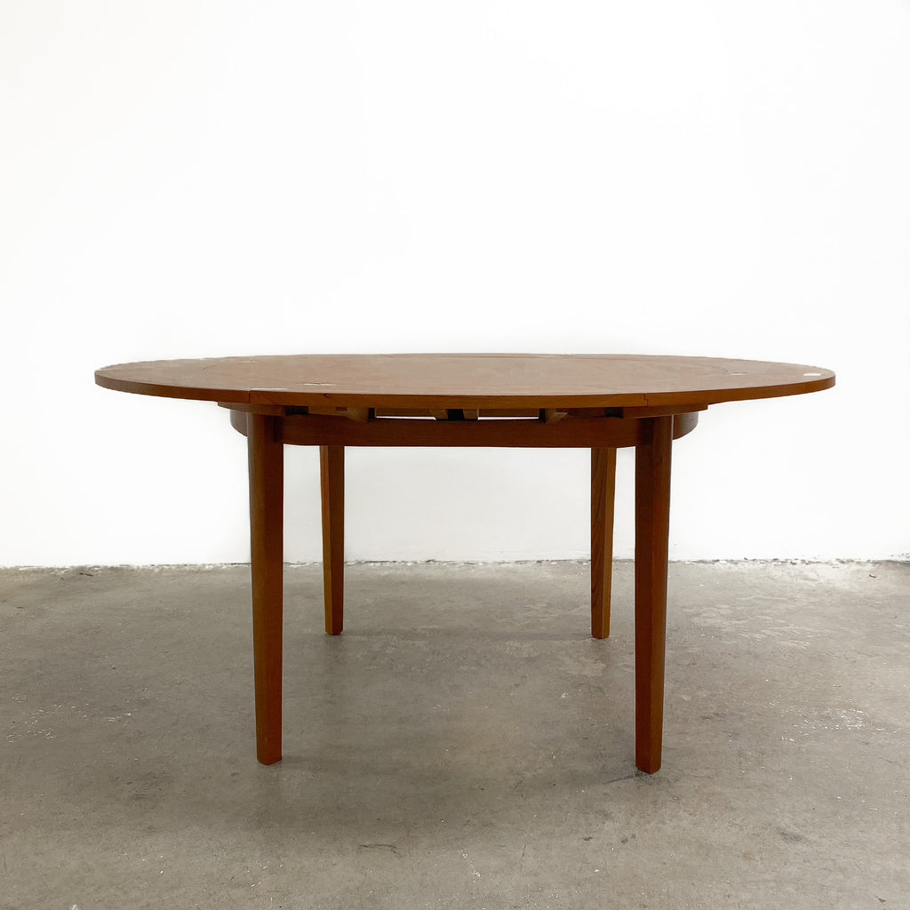 Mid Century Rare Circular TH Brown Extension Dining Table