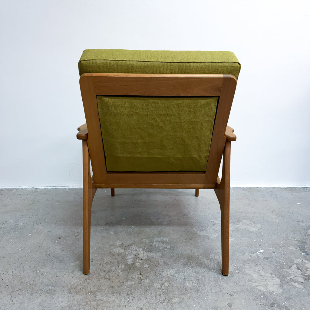 Mid Century Coach Wood Armchair Restored and Reupholstered