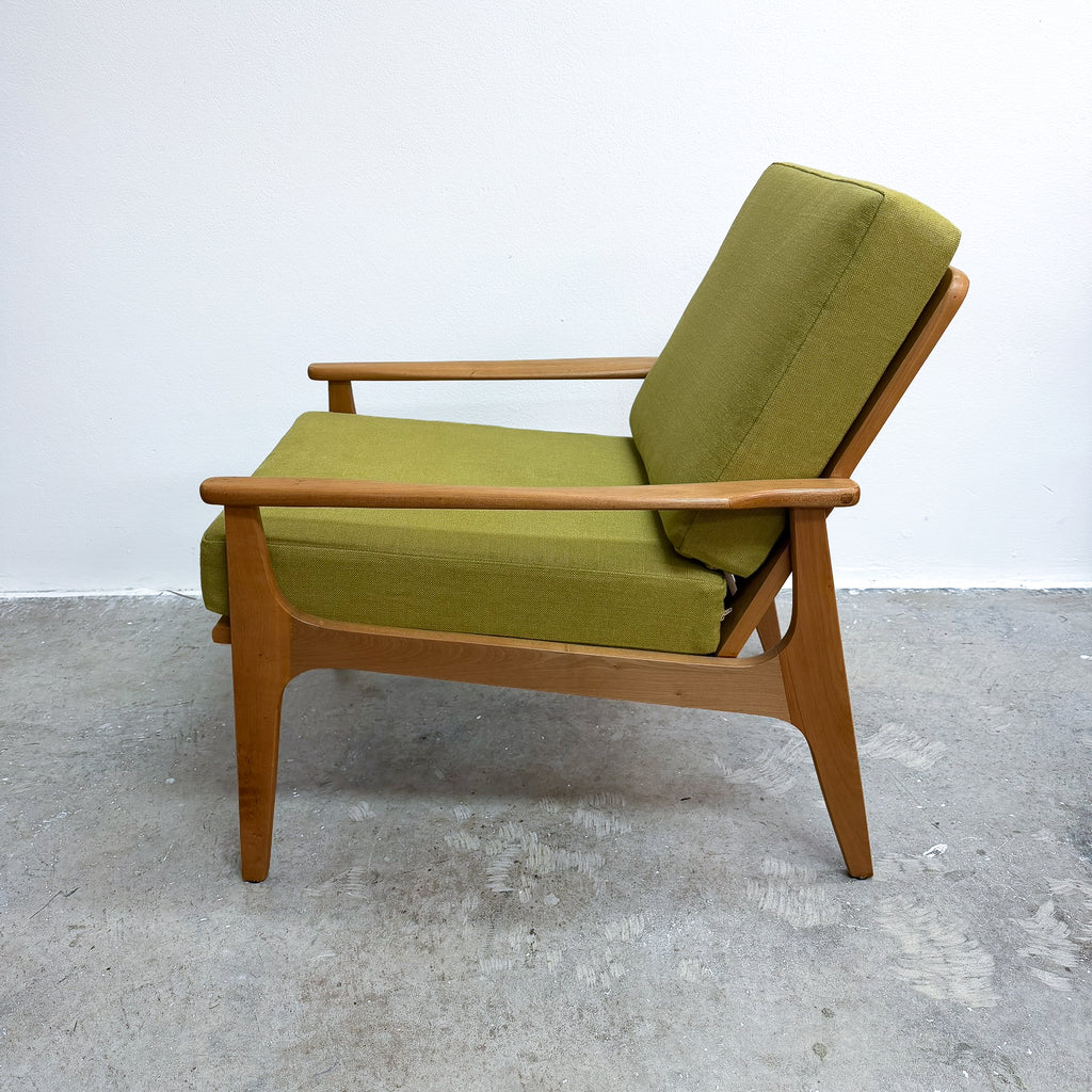 Mid Century Coach Wood Armchair Restored and Reupholstered