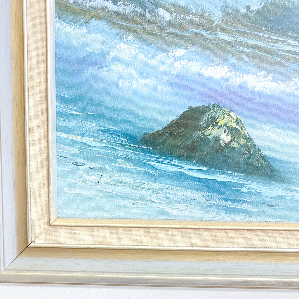 Mid Century Coastal Scene Of Breaking Waves