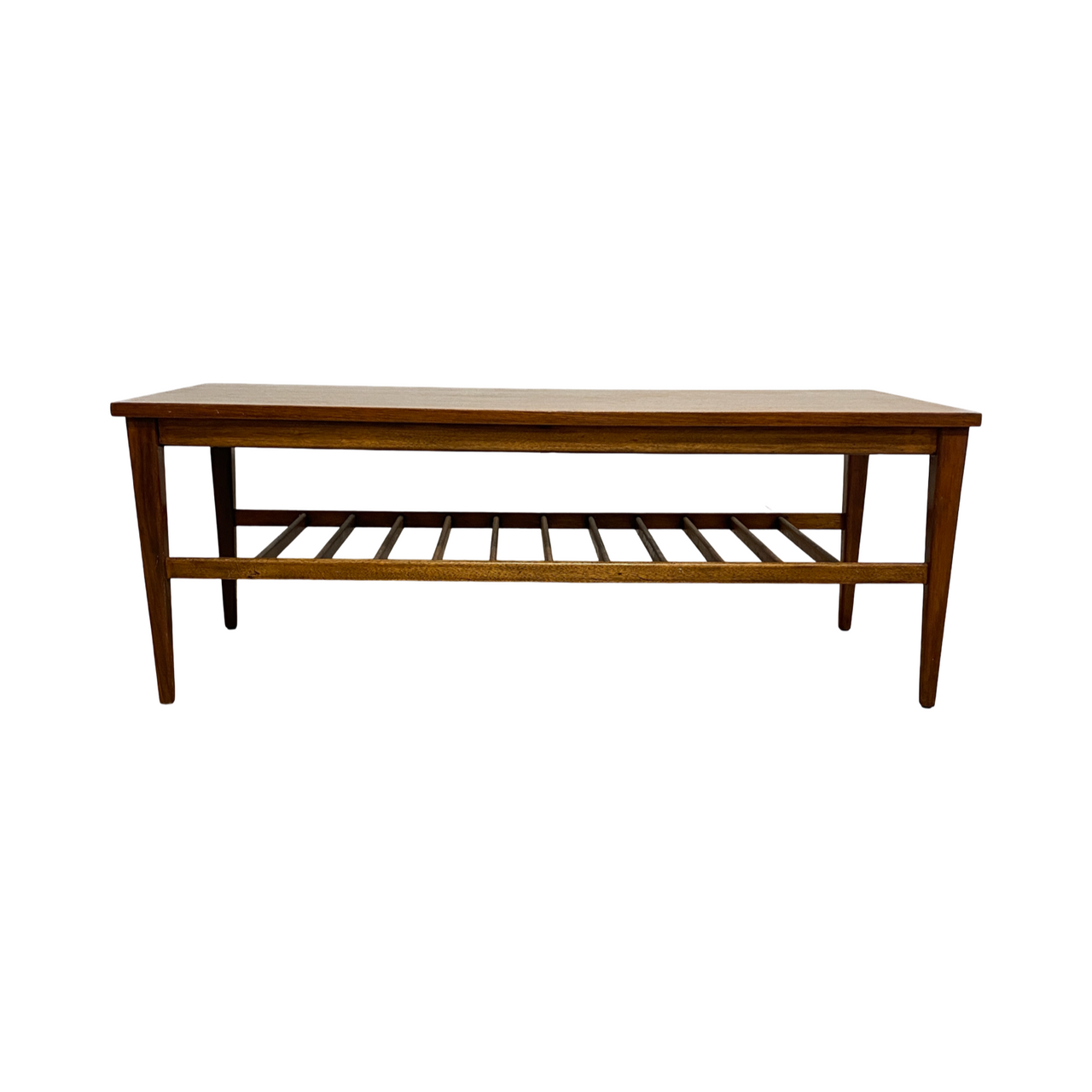 Mid Century Coffee Table With Slatted Magazine Rack