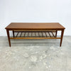 Mid Century Coffee Table With Slatted Magazine Rack