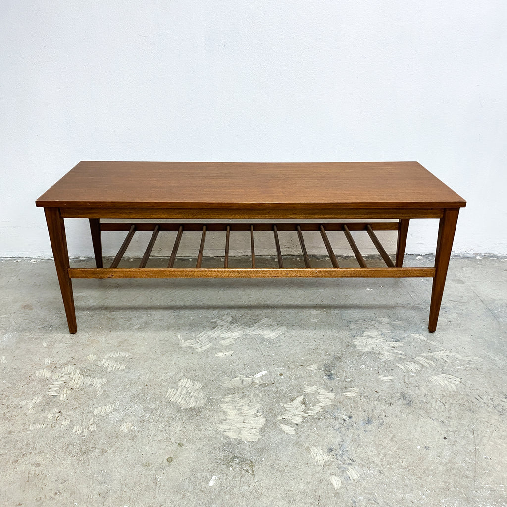 Mid Century Coffee Table With Slatted Magazine Rack