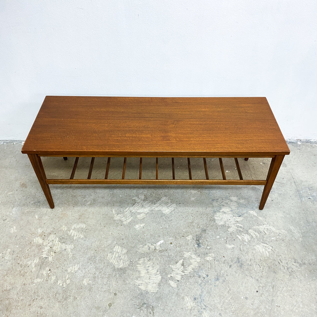 Mid Century Coffee Table With Slatted Magazine Rack