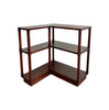 Wooden L-shaped shelf on a white background