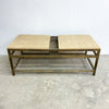 Mid Century Custom Made Brass and Travertine Coffee Table