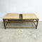 Mid Century Custom Made Brass and Travertine Coffee Table