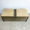 Mid Century Custom Made Brass and Travertine Coffee Table