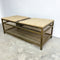 Mid Century Custom Made Brass and Travertine Coffee Table