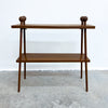 Mid Century Custom Made Splayed Leg 2 Tier Shelf Side Table