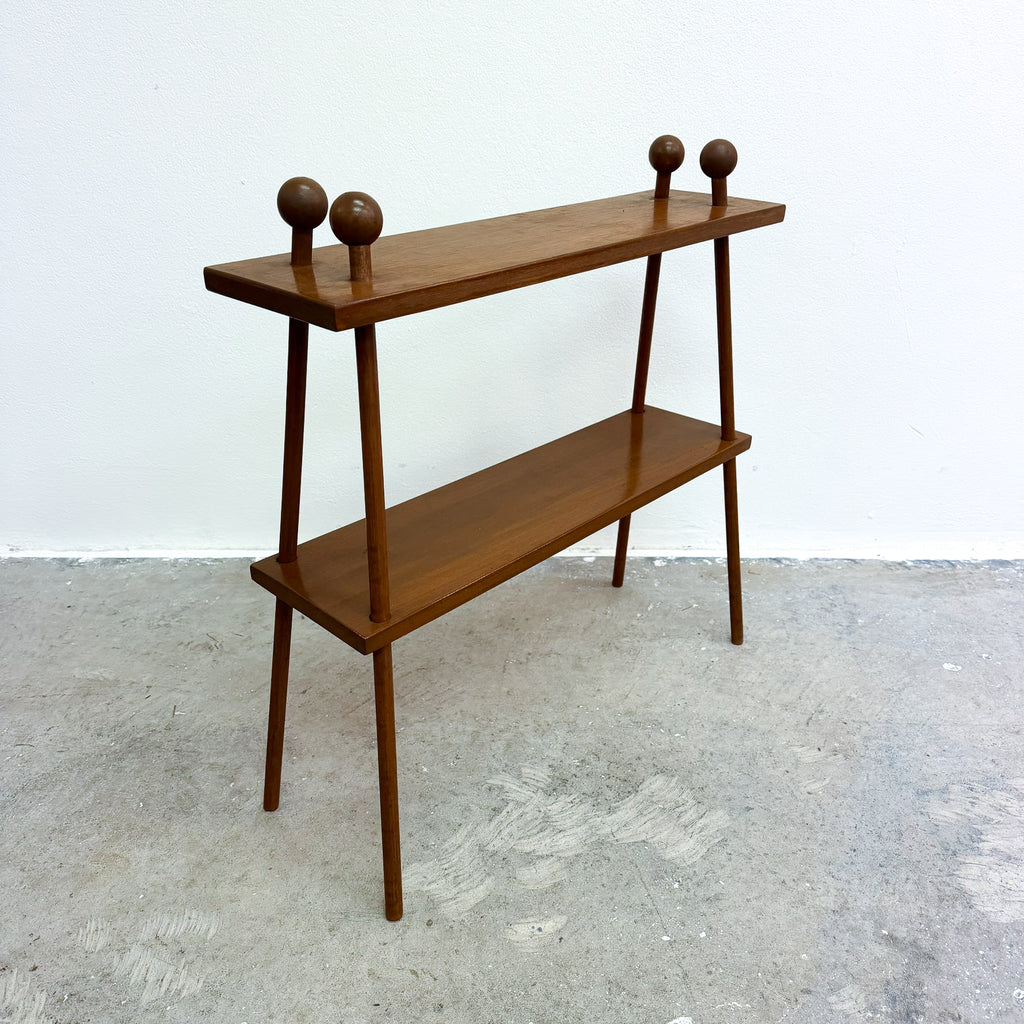 Mid Century Custom Made Splayed Leg 2 Tier Shelf Side Table