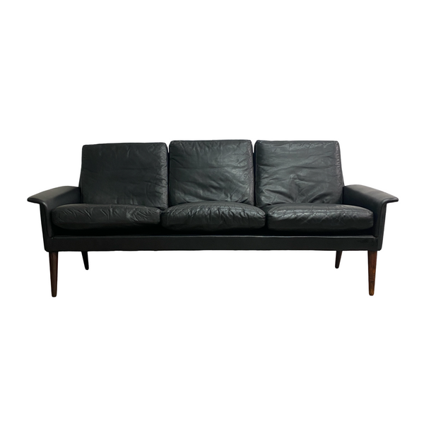 Mid Century Modern Black Leather Sofa 265 By H.W. Klein For Bramin 1960s