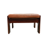 Mid Century Danish Footstool With Tan Leather Cushion
