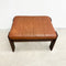 Mid Century Danish Footstool With Tan Leather Cushion