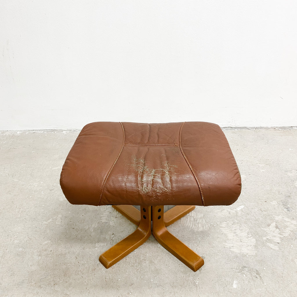 Mid Century Danish Leather Footstool