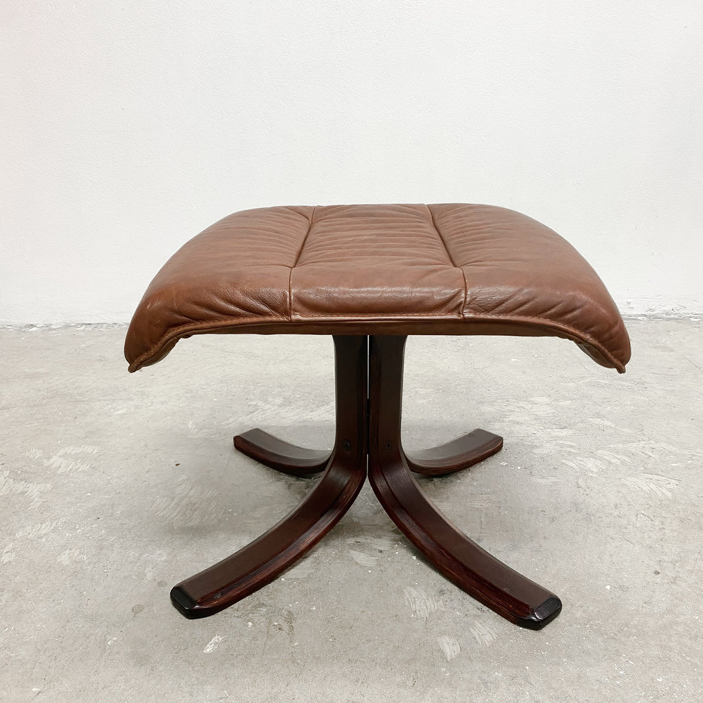 Mid Century Danish Leather Footstool Ottoman