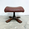 Mid Century Danish Leather Footstool With Pedestal Base