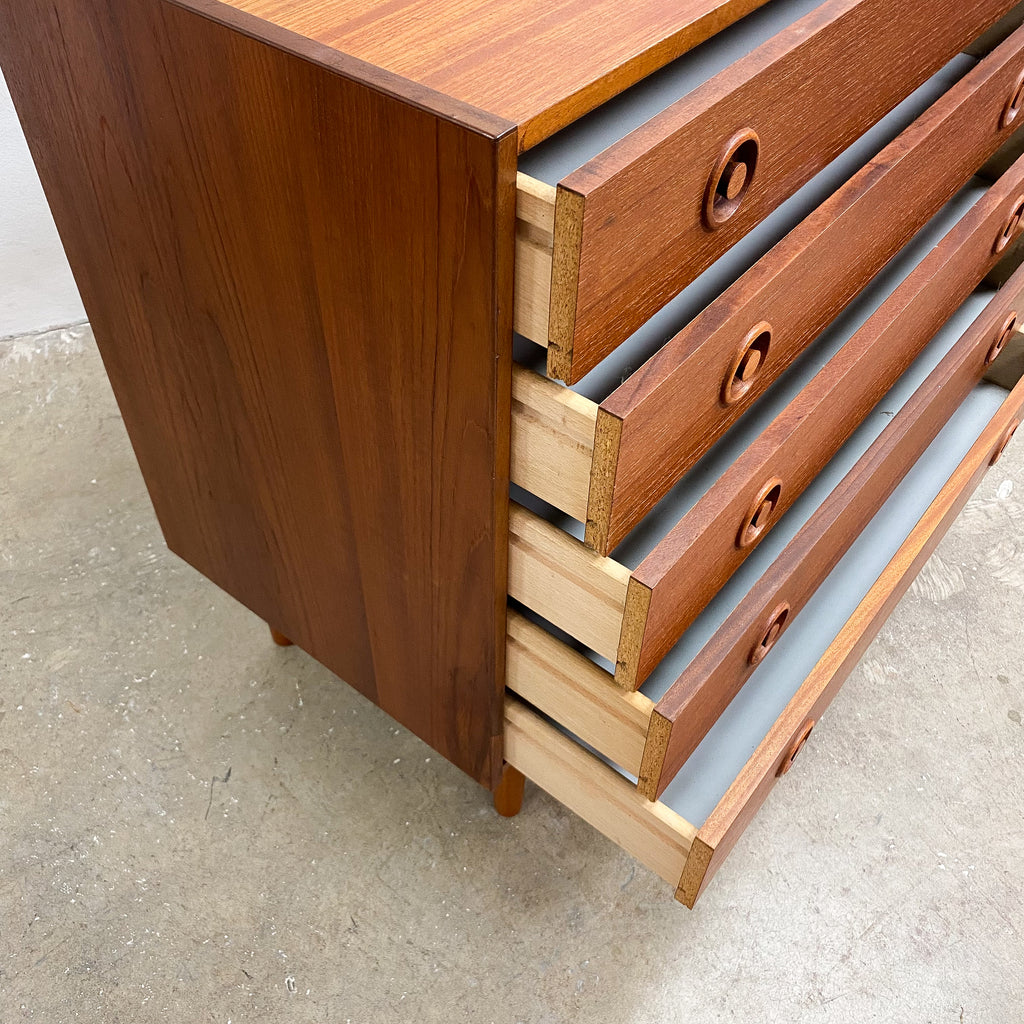 Mid Century Danish Teak Chest Of Five Drawers