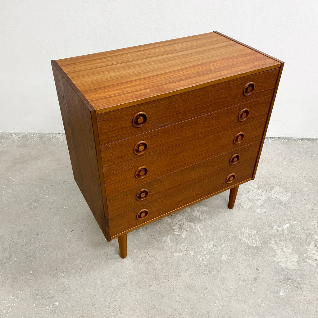 Mid Century Danish Teak Chest Of Five Drawers