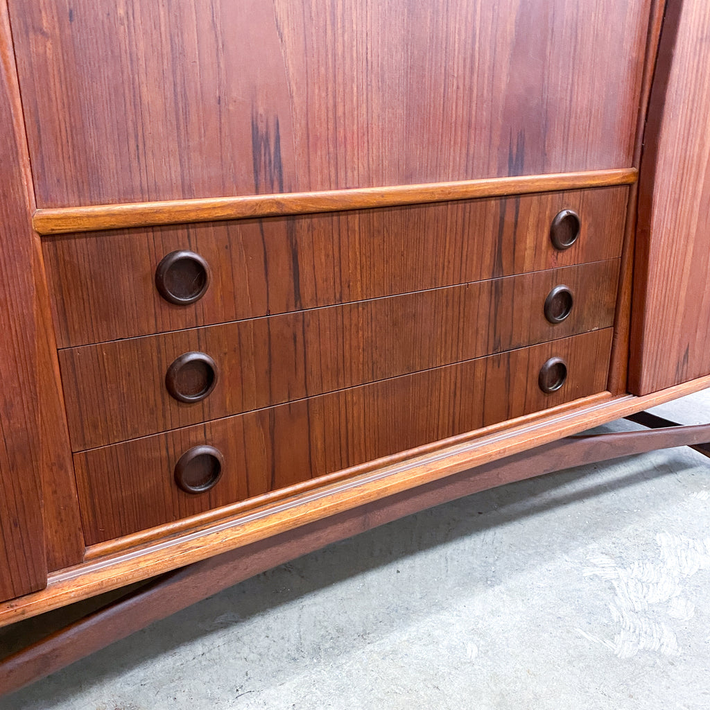 Mid Century Danish Teak Highboard With Cocktail Bar