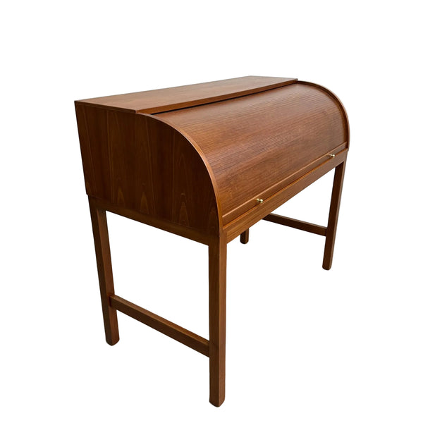 Mid Century Danish Teak Roll Top Desk