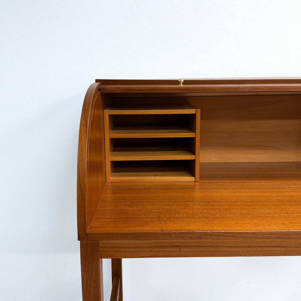 Mid Century Danish Teak Roll Top Desk