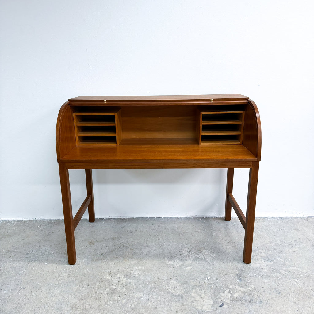 Mid Century Danish Teak Roll Top Desk