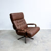 Mid Century Danish 'Patchwork' Leather And Bentwood Swivel Armchair