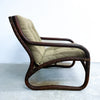 Mid Century European Bamboo And Canvas Sling Armchair