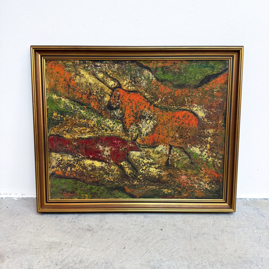 Mid Century Expressive Animal Landscape By Elmer Needham Framed
