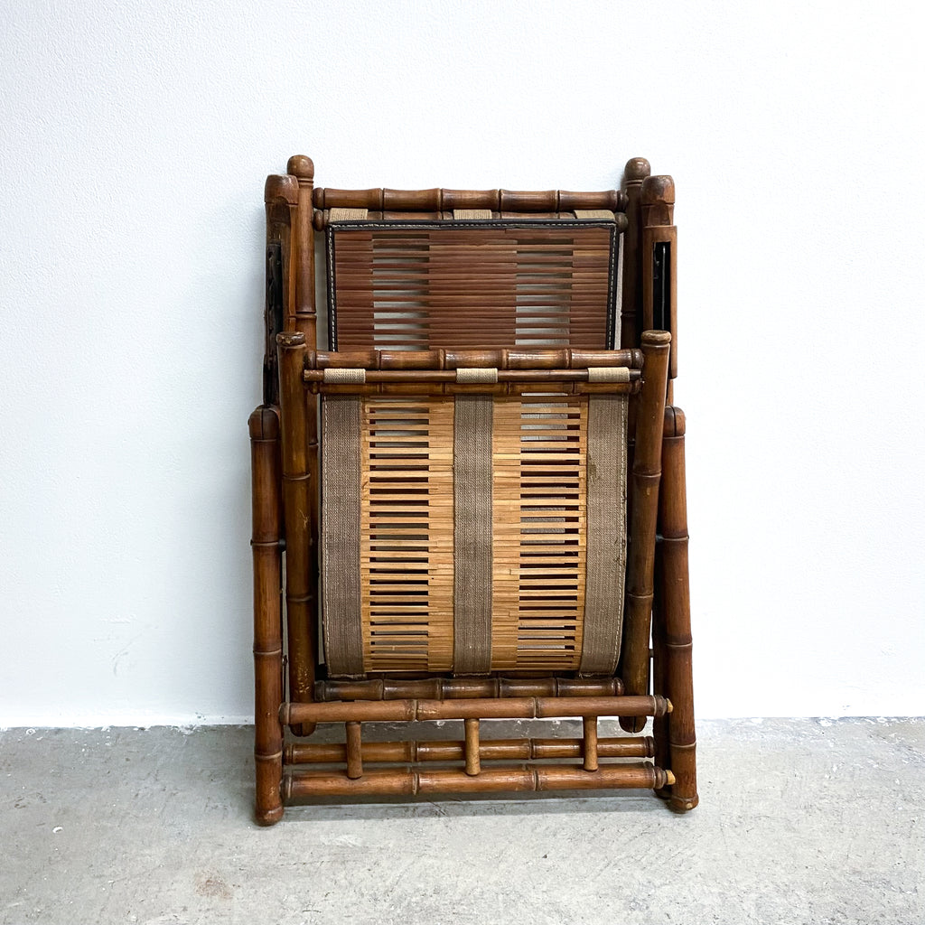 Mid Century Faux Bamboo Wooden Folding Chair