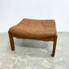 Mid Century Foot Stool With Leather Upholstery