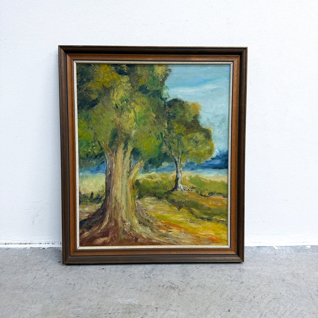 Mid Century Framed Painting On Canvas Signed J Anderson