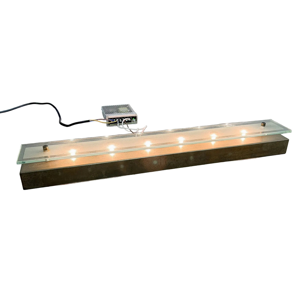 Mid Century German Solid Brass And Glass Strip Light