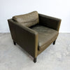 Mid Century Green Leather Danish Armchair