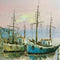 Mid Century Harbour Scene Oil Painting