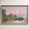 Mid Century Harbour Scene Oil Painting