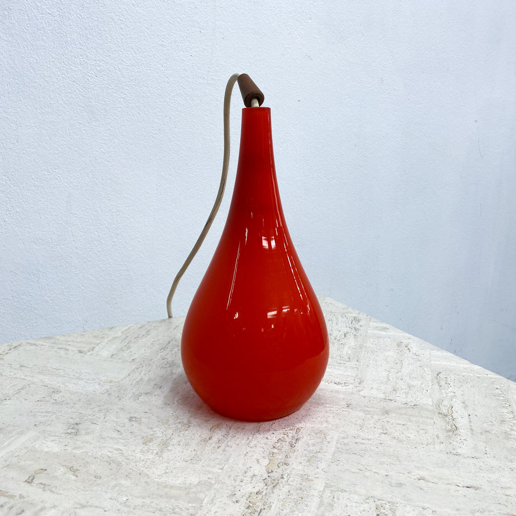 Mid Century Holmegaard Red Glass Teardrop Pendant Light