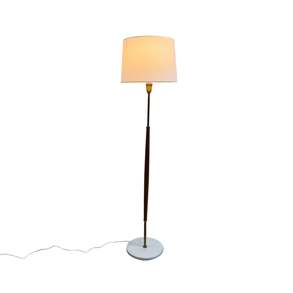 Mid Century Italian 1960s Brass And Teak Floor Lamp With Marble Base
