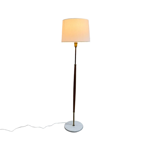 Mid Century Italian 1960s Brass And Teak Floor Lamp With Marble Base