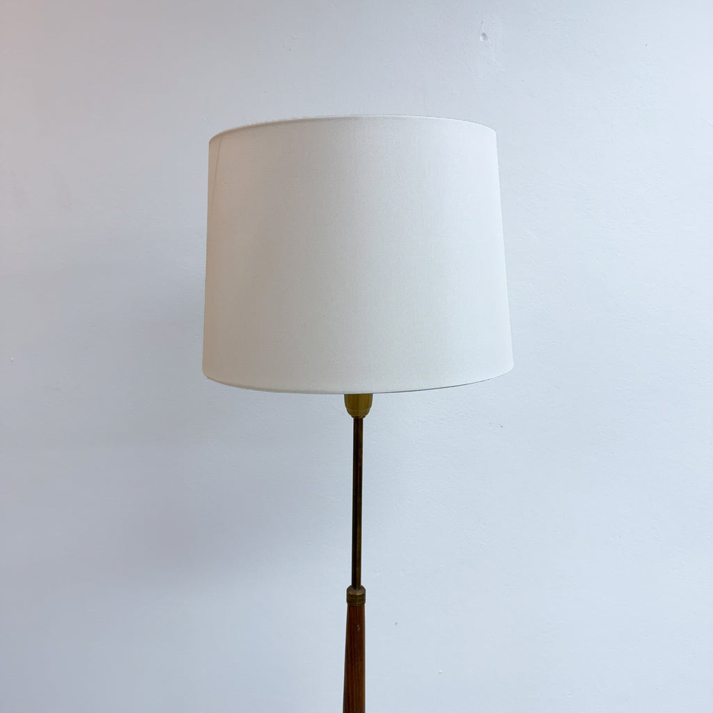 Mid Century Italian 1960s Brass And Teak Floor Lamp With Marble Base