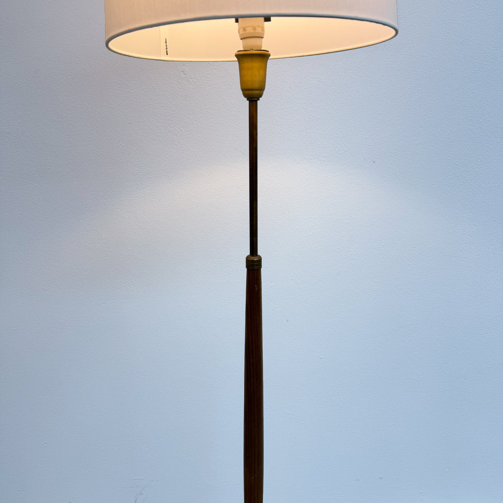 Mid Century Italian 1960s Brass And Teak Floor Lamp With Marble Base