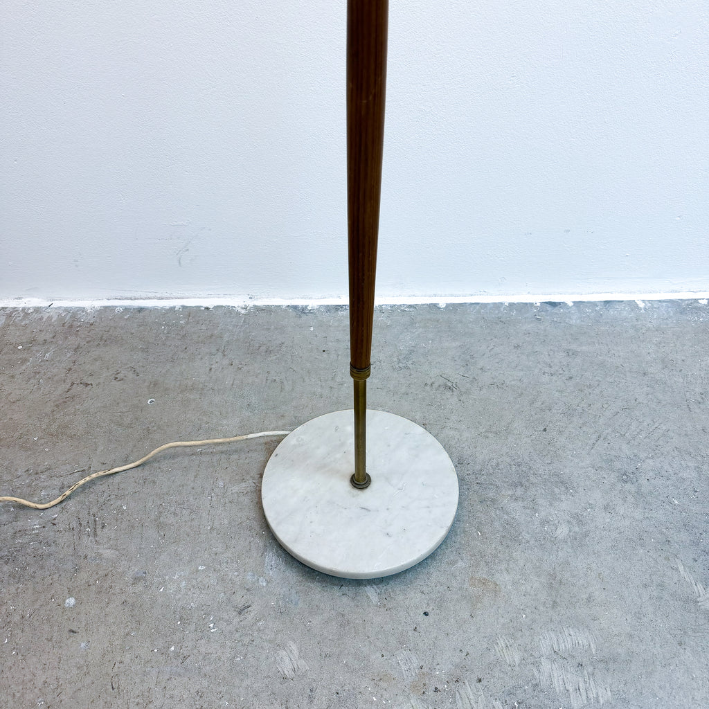 Mid Century Italian 1960s Brass And Teak Floor Lamp With Marble Base