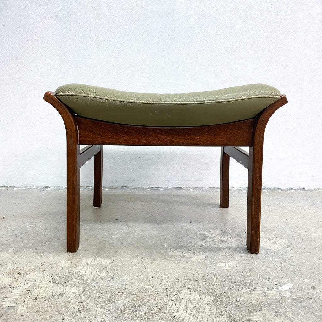 Mid Century Leather Footstool 'Gote Mobler' Made in Sweden
